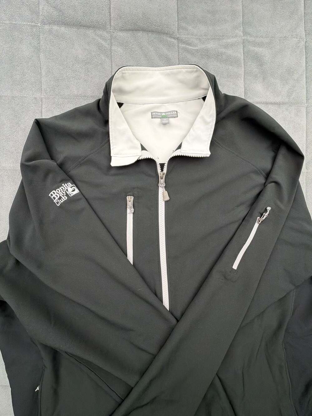 Peter Millar Full Zip Jacket XL Bonita Bay Club Black Golf Windbreaker